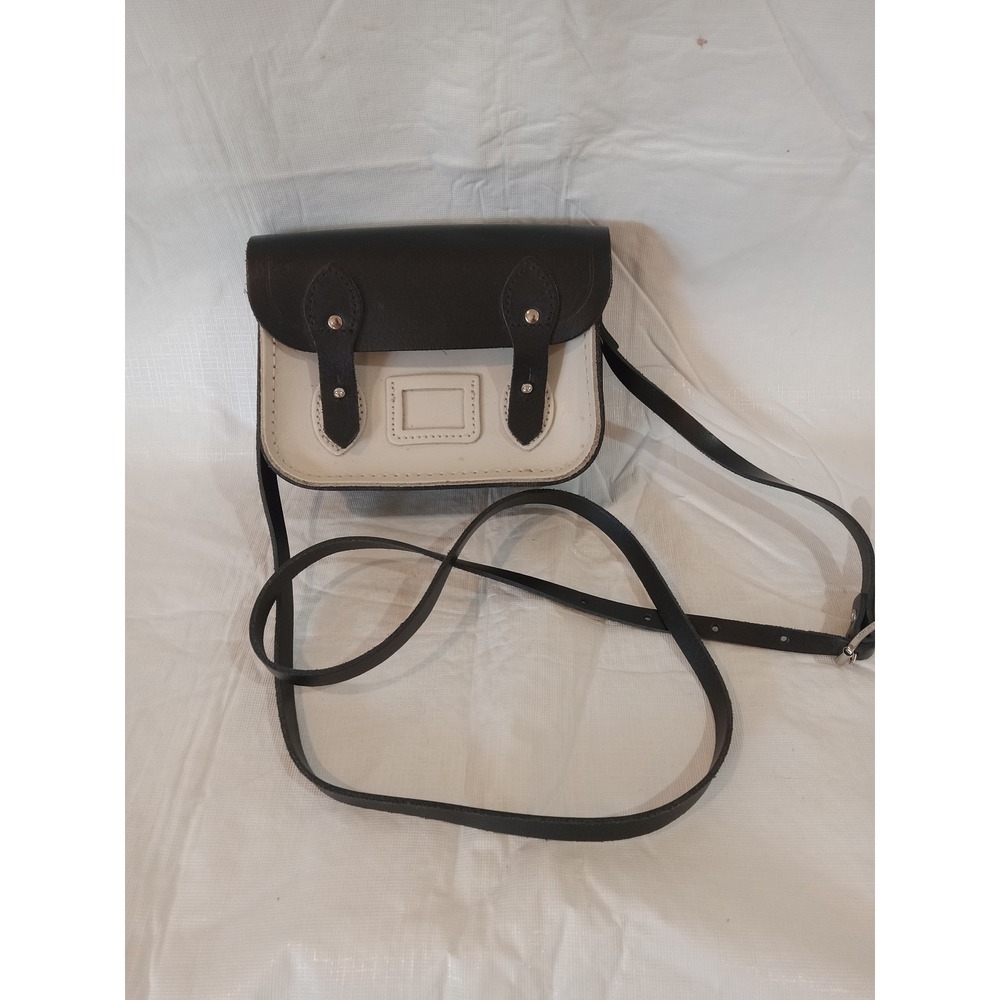 Cambridge Satchel Company Black Cream Leather Crossbody Bag Handmade GB